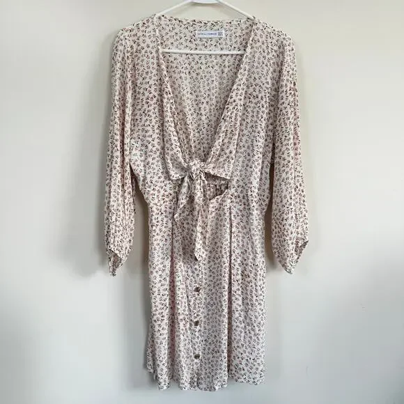 Faithfull The Brand Women MEDIUM Mini Dress Marigot Tie Front Azalea Floral Boho - Picture 2 of 12